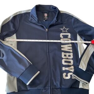 NFL Dallas Cowboys Track Jacket Women's Full Zip Blue Silver Sparkle Logo XL